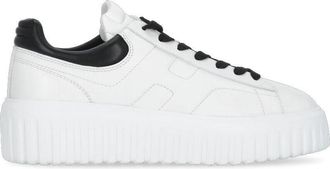 Hogan White H-Stripes Raised Sole Sneakers