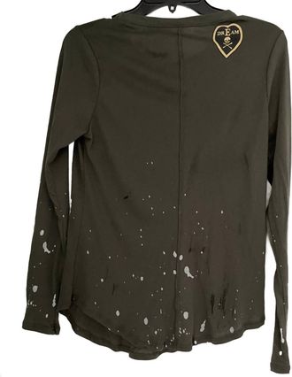 Chaser Womens Long Sleeve Crewneck Shirttail Tee In Safari