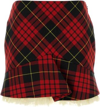 Alexander McQueen Mac Queen Tartan Kickback Mini Rok - Dames - Korte rokken - Rood - M - Wol - Rokken