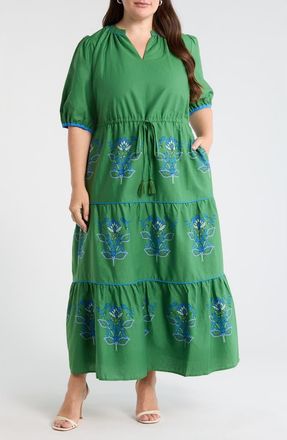 Sugarlips Meridy Floral Maxi Dress in Kelly Green/Blue Multi at Nordstrom, Size 1 X