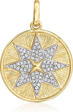 Ross-Simons Diamond Starburst Pendant in 14kt Yellow Gold