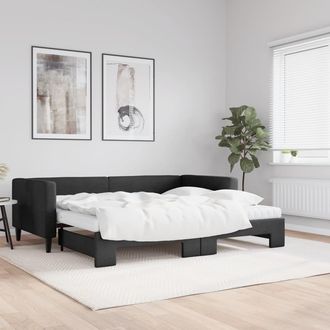 vidaXL Vidaxl - Sof&aacute; Cama Nido Con Colch&oacute;n Tela Negro 90x200 Cm