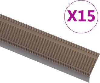 vidaXL Perfiles De Pelda&ntilde;os Forma De L 15 Uds Aluminio Marr&oacute;n 134 Cm Vidaxl