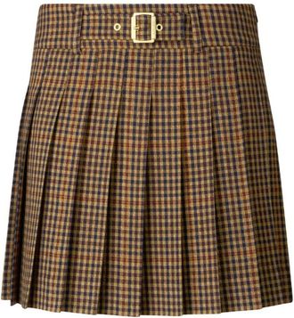 Liu Jo Pleated Checkered Mini Skirt With Decorative Belt