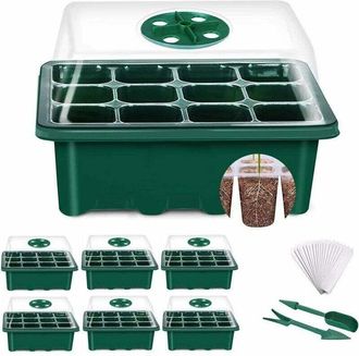 OEM Mini Invernadero Para Plantas, 6 Piezas, 72 Celdas, Bandeja De Semillas Para Interiores, Bandeja Para Pl&aacute;ntulas, Vivero, Caja De Cultivo Con Tapa Dura