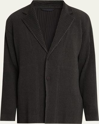 Homme Pliss&eacute; Issey Miyake Mens Wool Like Light Pleated Single-Breasted Blazer