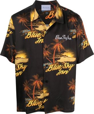 Blue Sky Inn graphic-print short-sleeve shirt - men - Viscose - S - Black