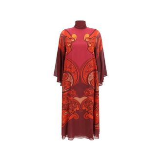 La DoubleJ Magnifico Midi Jurk - Dames - Jurken - Rood - Maat: S Zijde