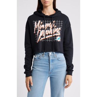 WEAR by Erin Andrews Womens WEAR by Erin Andrews Black Miami Dolphins Domestic Cropped Pullover Hoodie at Nordstrom, Size Xx-Large