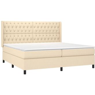 vidaXL Cama Box Spring Colch&oacute;n Y Luces Led Tela Crema 200x200 Cm Vidaxl