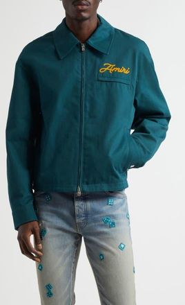 Amiri Pegasus Patch Zip Blouson Jacket in Evergreen at Nordstrom, Size 42 Us