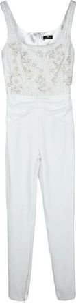 Elisabetta Franchi Jumpsuits & Playsuits, Dames, Wit, M, Polyester, Velvet Jumpsuit