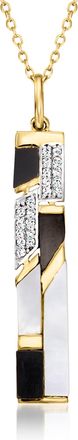 Ross-Simons Mother-Of Pearl and Onyx Pendant Necklace With. White Topaz in 18kt Yellow Gold Over Sterling