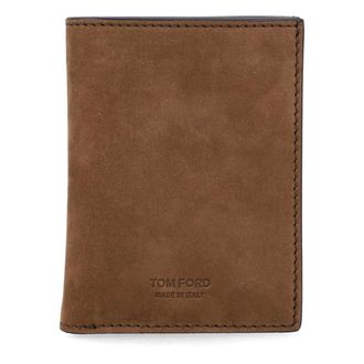 Tom Ford Wallets & Cardholders, male, Brown, Size: ONE SIZE Nubuck T Line Folding Card Holder