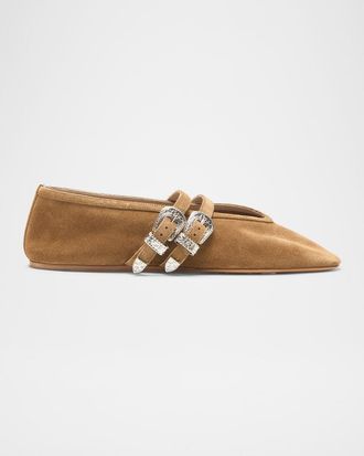 Le Monde Beryl Claudia Suede Western Buckle Ballerina Flats