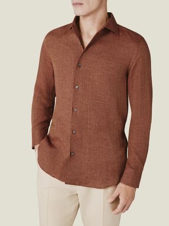 Luca Faloni Rust Linen Portofino Shirt