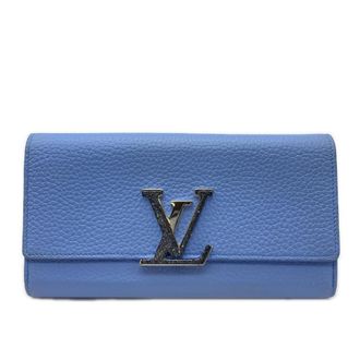 Louis Vuitton Blue Light Blue Leather Long Wallet (Tri-Fold) (Pre-Owned)