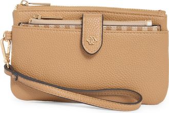 Nanette Lepore Faux Leather Wristlet with Card Case in Brown Sugar/Brown Gingham at Nordstrom Rack