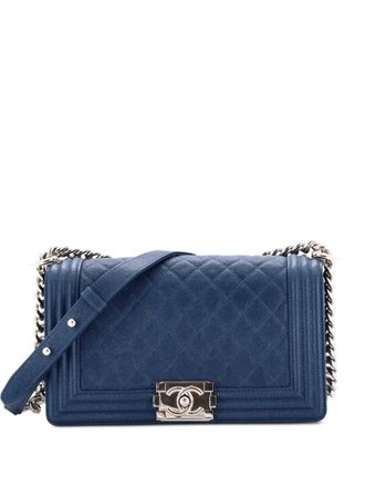 Chanel Boy Flap Bag gewatteerde Caviar Old medium crossbodytas - Blauw