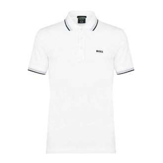 HUGO BOSS Herenpoloshirt Paddy met contrasterende boorden (Wit)
