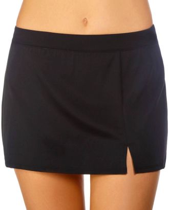 Caribbean Joe Side Slit Swim Skirt In Black