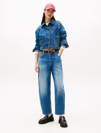 Tommy Hilfiger Womens Tommy Jeans Tapered Barrel Leg Jean - Blue - 27W x LongL