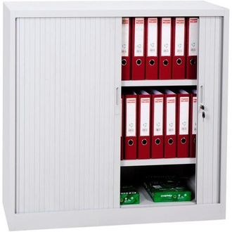 Bisley Armario Met&aacute;lico Dos Puertas Persiana Correderas 105x102x45 Cm (ancho X Fondo X Alto) Incluye 2 Baldas Acabado En Gris. (montado)
