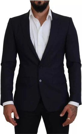 Dolce & Gabbana Blauwe Wol Slim Fit Formele Blazer - Heren - Business blazers - Blauw - S - Wol - Kostuums
