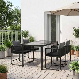Berkfield Home Garden Dining Set 5 pcs Black & Anthracite 140 x 80 x 73 cm