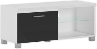 Skraut Home Tv mobile led - porta tv, soggiorno, bianco mate e nero laccato, dimensioni: 100 x 40 x 42 cm - Skraut Home