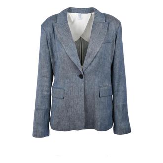 Liu Jo Blazers, female, Blue, Size: M Linen-blend Blazer