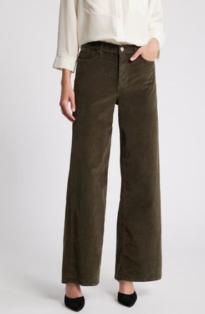 Frame Denim Le Pixie Slim Palazzo Corduroy High Waist Wide Leg Pants in Rich Military at Nordstrom, Size 31