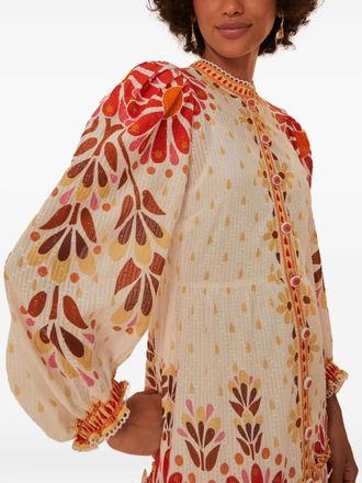 Farm Rio Ainika jurk met bloemenprint en knopen - Wit