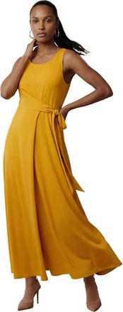 Jessica London Stretch Cotton Side Tie Maxi Dress in Sunset Yellow at Nordstrom, Size Large