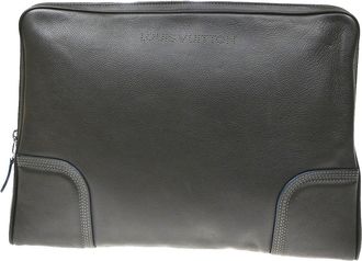Louis Vuitton Laptop Sleeve Leather Brown Leather Briefcase Bag (Pre-Owned)