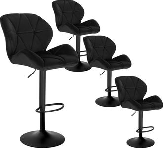 Woltu 4 Taburetes De Bar Giratorios Modernos, Silla Alta De Cocina Con Respaldo De Terciopelo, Taburete De Cocina Ajustable Y Giratorio, Color Negro - Woltu