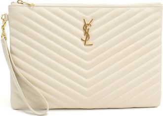 Saint Laurent White Leather Clutch Bag (Pre-Owned)