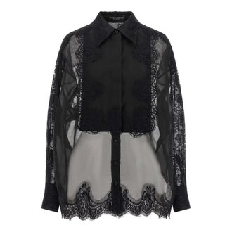 Dolce & Gabbana Dames, Blouses & Shirts, Zwart, Maat: L Katoen