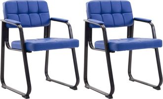 Clp Set de 2 sillas con patas de metal y asiento en Simil cuero Azul