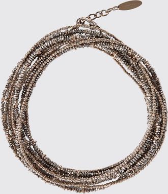 Brunello Cucinelli Bracciale multifili in argento 925 con pietre e logo inciso