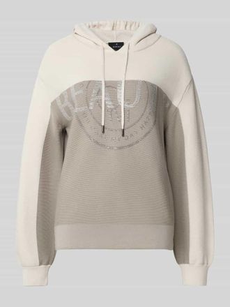 Monari Hoodie mit Strasssteinbesatz in Taupe, Gr&ouml;&szlig;e 36