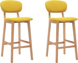 vidaXL Vidaxl - Taburetes De Cocina 2 Unidades Tela Amarillo Mostaza