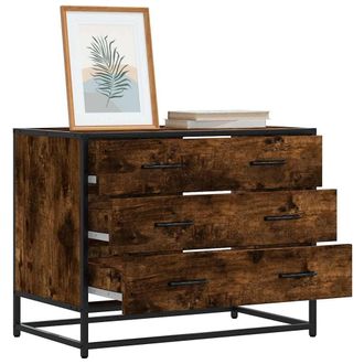 Berkfield Home Drawer Cabinet Smoked Oak 70x41x56 cm Engineered Wood in Brown | Size: 70 x 41 x 56 cm