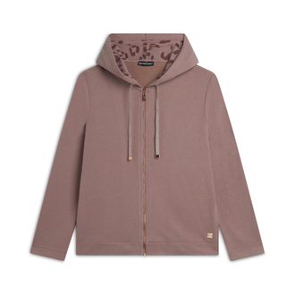Freddy Felpa donna in viscosa tricot con zip e cappuccio animalier