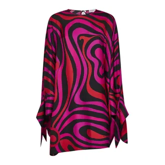 Pucci Marmo Print Silk Kaftan - female - Pucci - Short Dresses - Multicolor - M - Dresses
