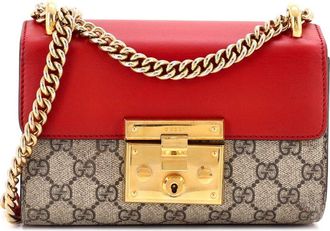 Gucci Red Gg Coated Canvas & Leather Padlock Shoulder Bag Small (Authentic Pre-Loved)