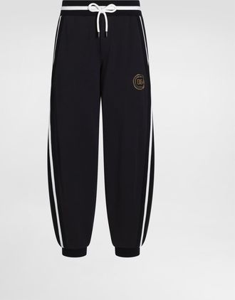 Dolce & Gabbana Cotton Fleece Jogging Trousers - Man Pants And Shorts Blue 46