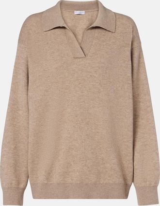 Brunello Cucinelli Monili cashmere-blend polo sweater