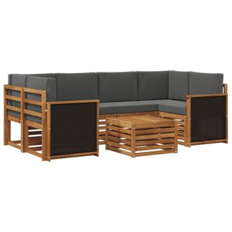 vidaXL Conjunto De Sof&aacute;s De Exterior 7 Pcs Natural Y Antracita Vidaxl