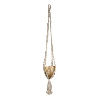 Foreside Home And Garden Macrame Hanging Planter Cotton & Metal in Gold at Nordstrom